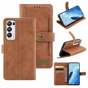 For OPPO Reno5 Pro+ Copper Buckle Leather Phone Case(Brown)