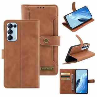 For OPPO Reno5 Copper Buckle Leather Phone Case(Brown)