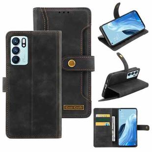 For OPPO Reno6 Copper Buckle Leather Phone Case(Black)