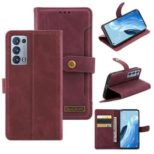 For OPPO Reno6 Pro+ 5G Copper Buckle Leather Phone Case(Maroon)