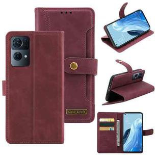 For OPPO Reno7 Pro 5G Copper Buckle Leather Phone Case(Maroon)