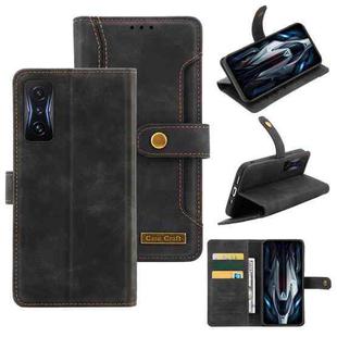 For Xiaomi Redmi K50 Gaming Copper Buckle Leather Phone Case(Black)