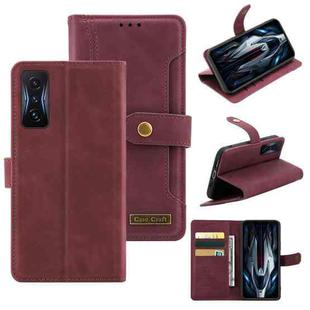 For Xiaomi Redmi K50 Gaming Copper Buckle Leather Phone Case(Maroon)