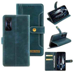 For Xiaomi Redmi K50 Gaming Copper Buckle Leather Phone Case(Green)