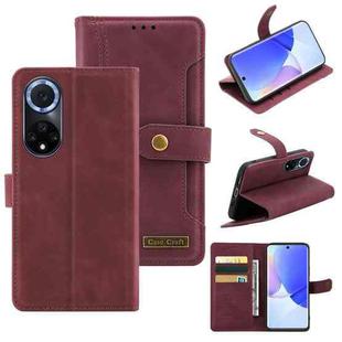 For Huawei nova 9 Pro Copper Buckle Leather Phone Case(Maroon)