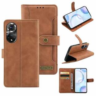 For Honor 50 Copper Buckle Leather Phone Case(Brown)