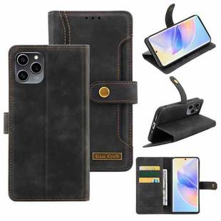 For Honor 60 SE Copper Buckle Leather Phone Case(Black)