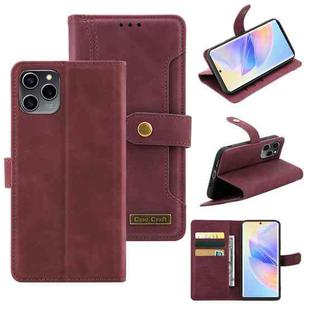 For Honor 60 SE Copper Buckle Leather Phone Case(Maroon)