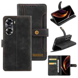 For Honor 60 Copper Buckle Leather Phone Case(Black)