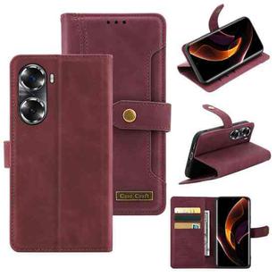 For Honor 60 Copper Buckle Leather Phone Case(Maroon)