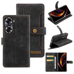 For Honor 60 Pro Copper Buckle Leather Phone Case(Black)