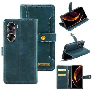 For Honor 60 Pro Copper Buckle Leather Phone Case(Green)
