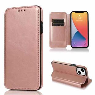 For iPhone 13 mini Knight Magnetic Suction Leather Phone Case (Rose Gold)