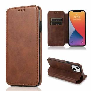 For iPhone 13 mini Knight Magnetic Suction Leather Phone Case (Brown)
