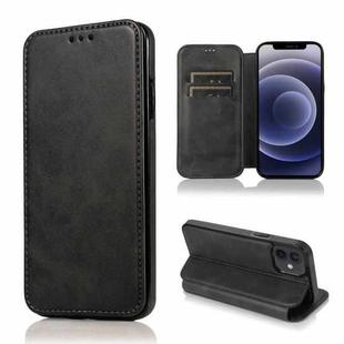 For iPhone 12 mini Knight Magnetic Suction Leather Phone Case (Black)