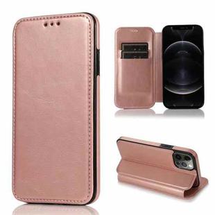 For iPhone 12 / 12 Pro Knight Magnetic Suction Leather Phone Case(Rose Gold)