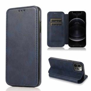 For iPhone 12 / 12 Pro Knight Magnetic Suction Leather Phone Case(Blue)