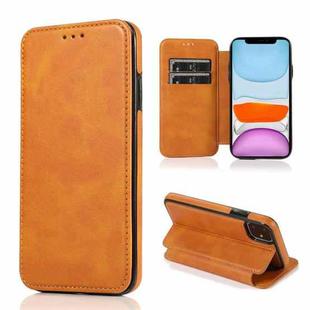 For iPhone 11 Knight Magnetic Suction Leather Phone Case (Khaki)