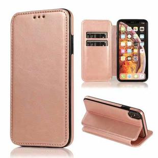 For iPhone X / XS Knight Magnetic Suction Leather Phone Case(Rose Gold)
