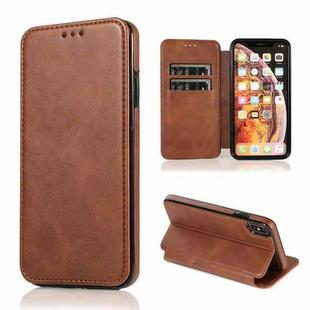 For iPhone X / XS Knight Magnetic Suction Leather Phone Case(Brown)