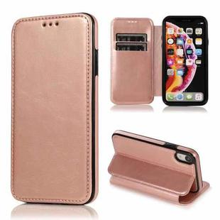 For iPhone XR Knight Magnetic Suction Leather Phone Case(Rose Gold)