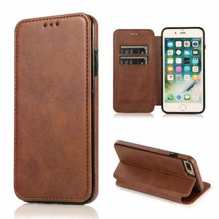 Knight Magnetic Suction Leather Phone Case For iPhone 7 Plus / 8 Plus(Brown)