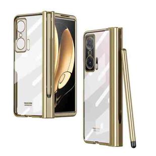 For Honor Magic V Electroplating Hinge Phone Case with Stylus(Gold)