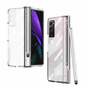 For Samsung Galaxy Z Fold2 5G Electroplating Hinge Phone Case with Stylus(Transparent)
