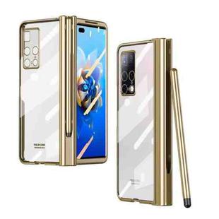 For Huawei Mate X2 Full Body Electroplating Hinge Phone Case with Stylus(Gold)