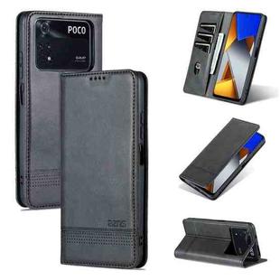 For Xiaomi Poco M4 Pro AZNS Magnetic Calf Texture Flip Leather Phone Case(Black)