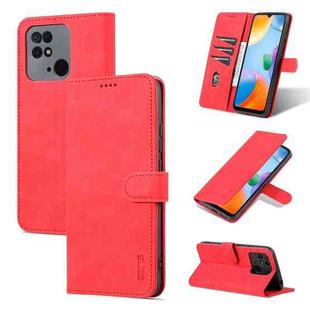 For Xiaomi Redmi 10C / Redmi 10 India AZNS Skin Feel Calf Texture Flip Leather Phone Case(Red)