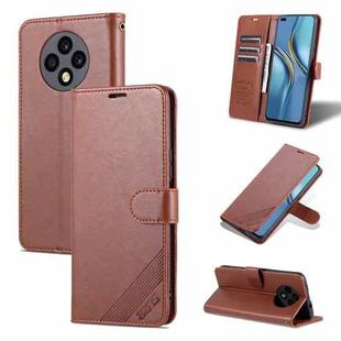 For U-Magic Enjoy 50 Plus AZNS Sheepskin Texture Flip Leather Phone Case(Brown)