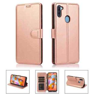 For Samsung Galaxy A11 EU Version Shockproof PU + TPU Leather Phone Case(Rose Gold)