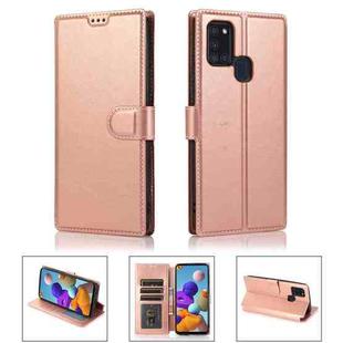 For Samsung Galaxy A21s Shockproof PU + TPU Leather Phone Case(Rose Gold)