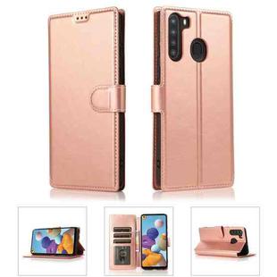 For Samsung Galaxy A21 EU Version Shockproof PU + TPU Leather Phone Case(Rose Gold)