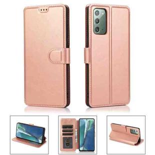 For Samsung Galaxy Note20 Shockproof PU + TPU Leather Phone Case(Rose Gold)