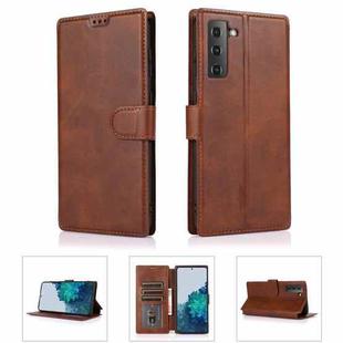 For Samsung Galaxy S21+ 5G Shockproof PU + TPU Leather Phone Case(Brown)