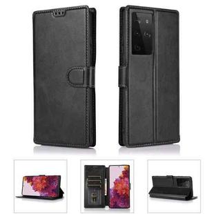 For Samsung Galaxy S21 Ultra 5G Shockproof PU + TPU Leather Phone Case(Black)