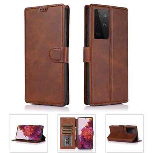 For Samsung Galaxy S21 Ultra 5G Shockproof PU + TPU Leather Phone Case(Brown)