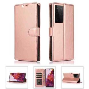 For Samsung Galaxy S21 Ultra 5G Shockproof PU + TPU Leather Phone Case(Rose Gold)