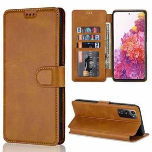 For Samsung Galaxy S20 FE Shockproof PU + TPU Leather Phone Case(Khaki)