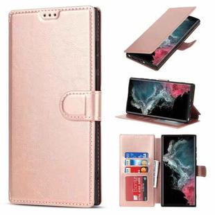 For Samsung Galaxy S22 Ultra 5G Shockproof PU + TPU Leather Phone Case(Rose Gold)