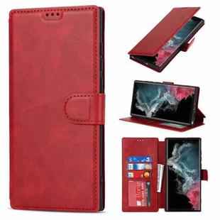 For Samsung Galaxy S22 Ultra 5G Shockproof PU + TPU Leather Phone Case(Red)