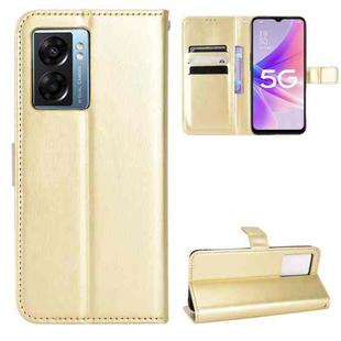 For OPPO A57 5G Retro Crazy Horse Texture Leather Phone Case(Gold)