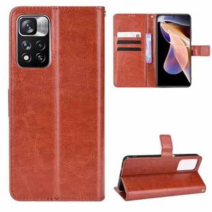 For Xiaomi Poco X4 NFC /Redmi Note 11 Pro China Retro Crazy Horse Texture Leather Phone Case(Brown)