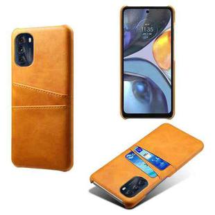 For Motorola Moto G 5G 2022 Calf Texture Card Slots PC+PU Leather Phone Case(Orange)