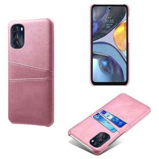 For Motorola Moto G 5G 2022 Calf Texture Card Slots PC+PU Leather Phone Case(Pink)