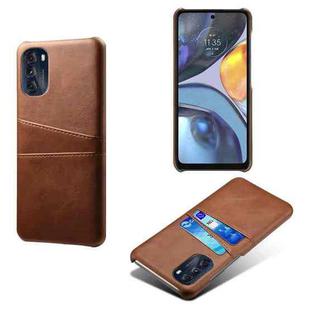 For Motorola Moto G 5G 2022 Calf Texture Card Slots PC+PU Leather Phone Case(Brown)