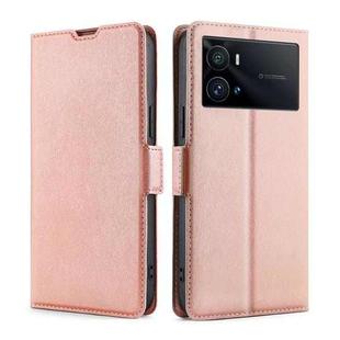 For vivo iQOO 9 Pro 5G Ultra-thin Voltage Side Buckle Horizontal Flip Leather Phone Case(Rose Gold)