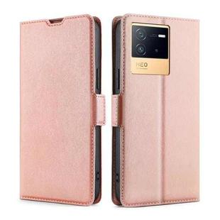 For vivo iQOO Neo6 5G Ultra-thin Voltage Side Buckle Horizontal Flip Leather Phone Case(Rose Gold)